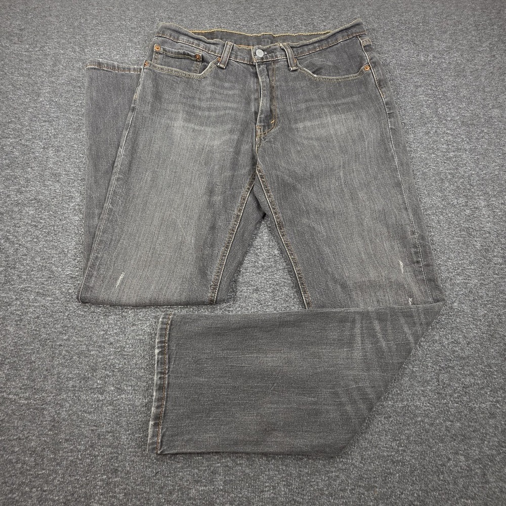 Levis 541 Jeans Mens 34x32 Dark Wash Gray Athletic Tapered Stretch Denim Zip Fly